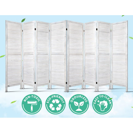 Artiss 8 Panel Room Divider Screen 326x170cm Louver White.