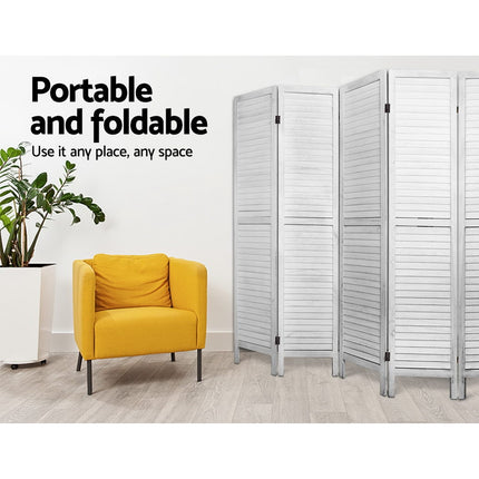 Artiss 8 Panel Room Divider Screen 326x170cm Louver White.
