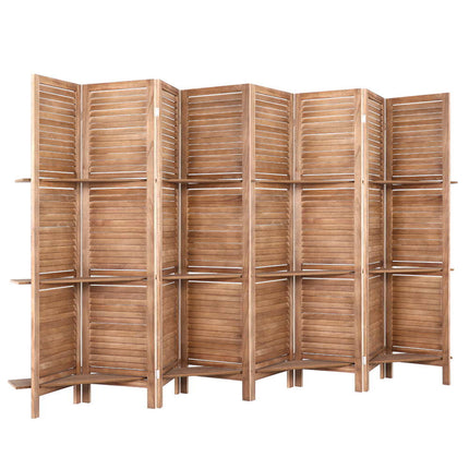 Artiss 8 Panel Room Divider Screen 326x170cm Shelf Oak.