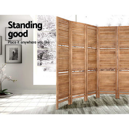 Artiss 8 Panel Room Divider Screen 326x170cm Shelf Oak.