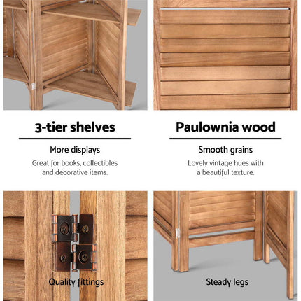 Artiss 8 Panel Room Divider Screen 326x170cm Shelf Oak.