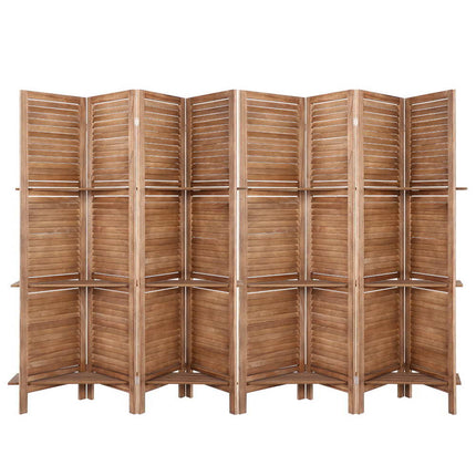 Artiss 8 Panel Room Divider Screen 326x170cm Shelf Oak.