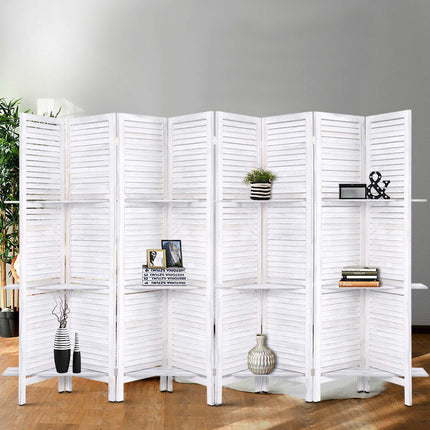 Artiss 8 Panel Room Divider Screen 326x170cm Shelf White.