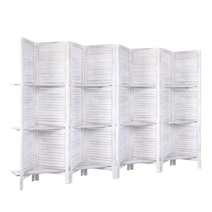 Artiss 8 Panel Room Divider Screen 326x170cm Shelf White.