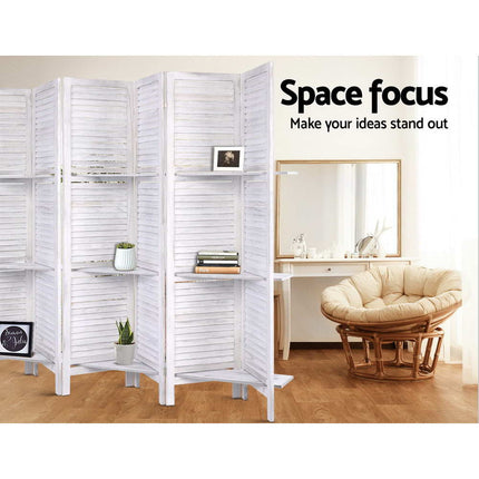 Artiss 8 Panel Room Divider Screen 326x170cm Shelf White.