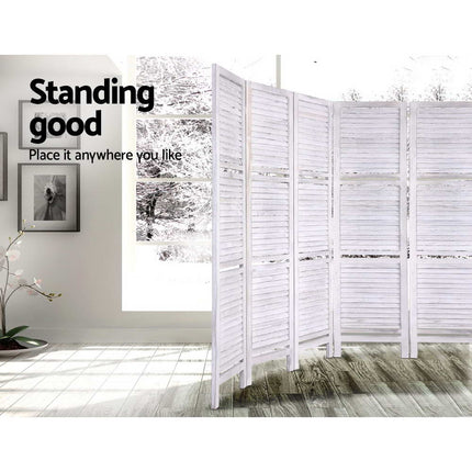 Artiss 8 Panel Room Divider Screen 326x170cm Shelf White.