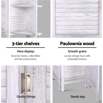 Artiss 8 Panel Room Divider Screen 326x170cm Shelf White.