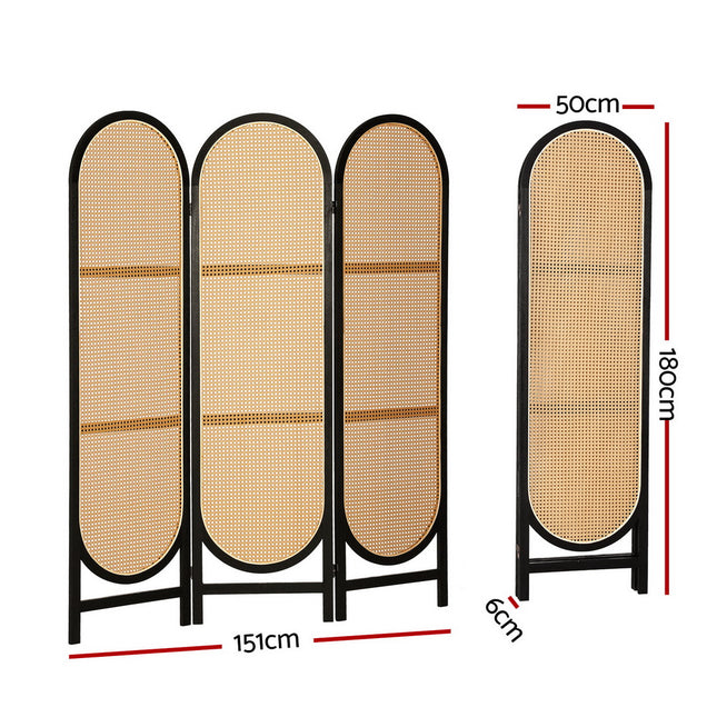 Artiss 3 Panel Room Divider Screen 151x180cm Rattan Brown.