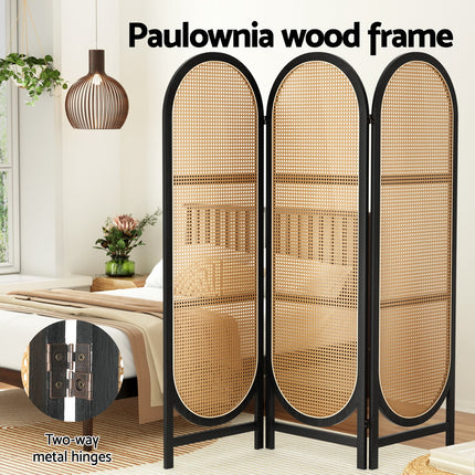 Artiss 3 Panel Room Divider Screen 151x180cm Rattan Brown.