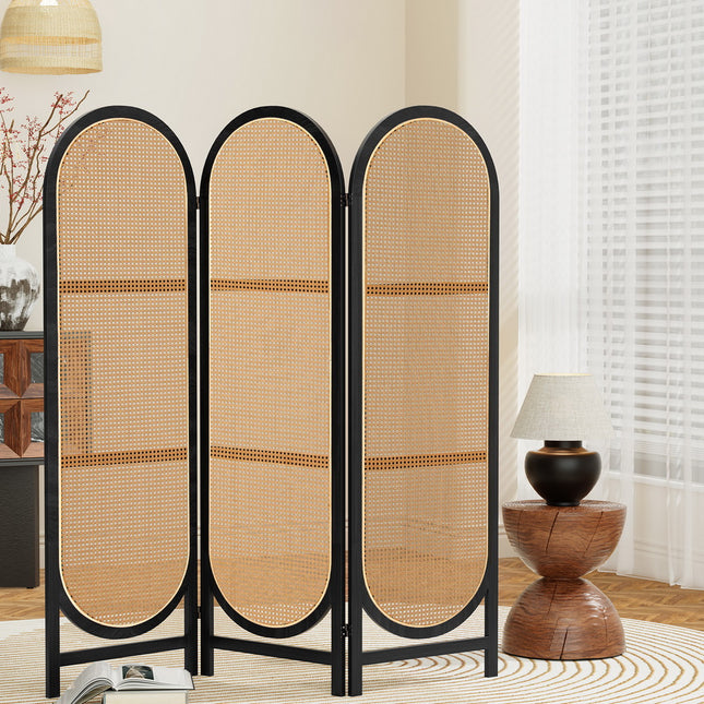 Artiss 3 Panel Room Divider Screen 151x180cm Rattan Brown.