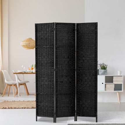Artiss 3 Panel Room Divider Screen 123x170cm Woven Black.
