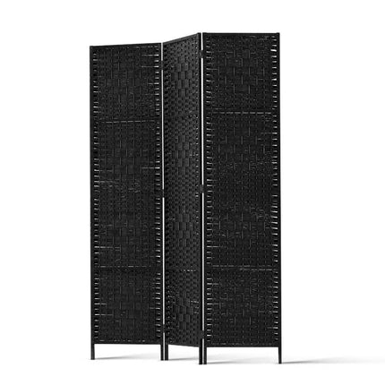 Artiss 3 Panel Room Divider Screen 123x170cm Woven Black.
