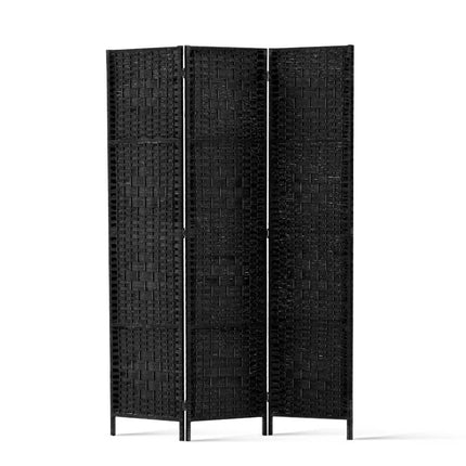 Artiss 3 Panel Room Divider Screen 123x170cm Woven Black.