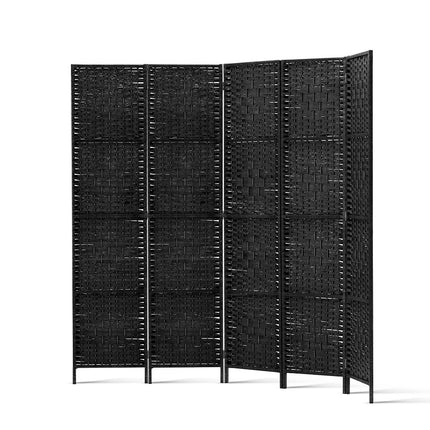 Artiss 4 Panel Room Divider Screen 163x170cm Woven Black.
