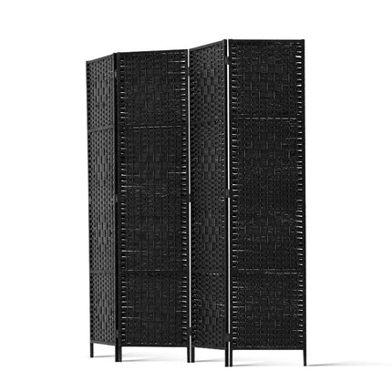 Artiss 4 Panel Room Divider Screen 163x170cm Woven Black.
