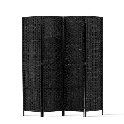 Artiss 4 Panel Room Divider Screen 163x170cm Woven Black.