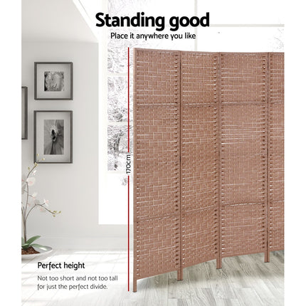 Artiss 4 Panel Room Divider Screen 163x170cm Woven Natural.
