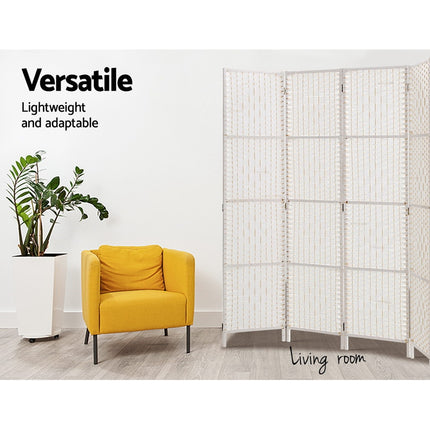 Artiss 4 Panel Room Divider Screen 163x170cm Woven White.