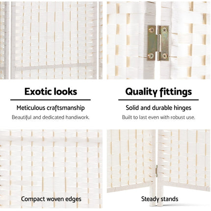 Artiss 4 Panel Room Divider Screen 163x170cm Woven White.