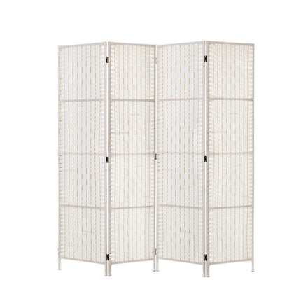 Artiss 4 Panel Room Divider Screen 163x170cm Woven White.