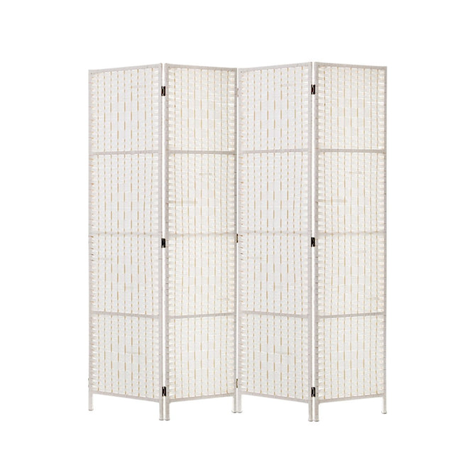 Artiss 4 Panel Room Divider Screen 163x170cm Woven White.