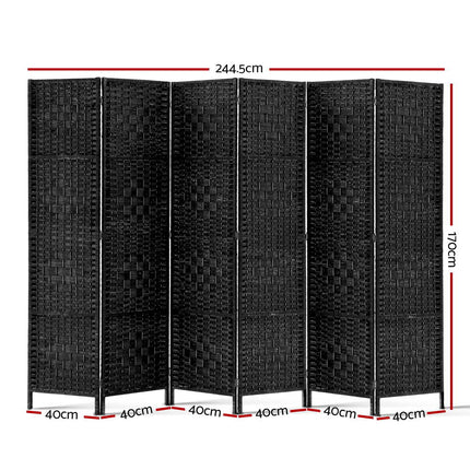 Artiss 6 Panel Room Divider Screen 245x170cm Woven Black.