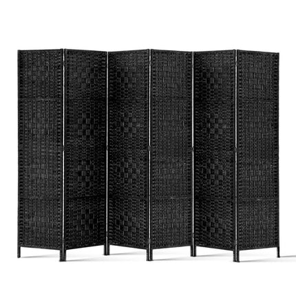 Artiss 6 Panel Room Divider Screen 245x170cm Woven Black.