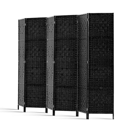 Artiss 6 Panel Room Divider Screen 245x170cm Woven Black.