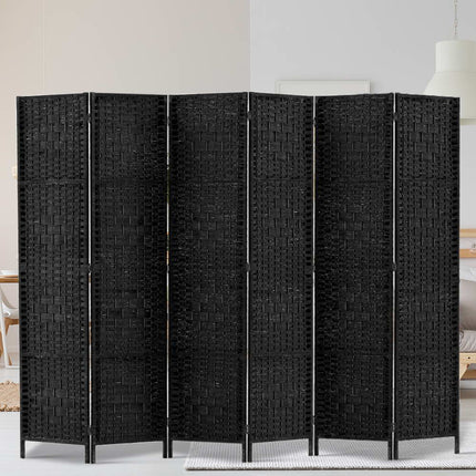 Artiss 6 Panel Room Divider Screen 245x170cm Woven Black.