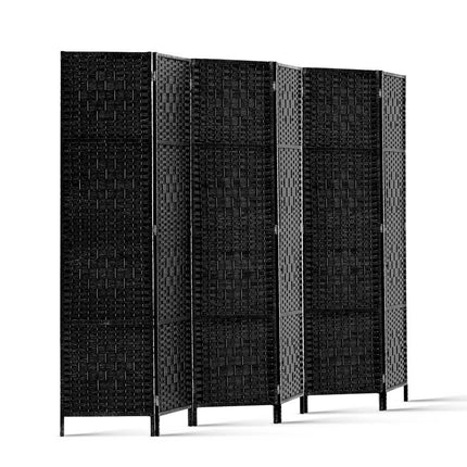 Artiss 6 Panel Room Divider Screen 245x170cm Woven Black.