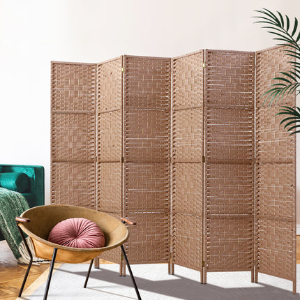 Artiss 6 Panel Room Divider Screen 245x170cm Woven Natural.