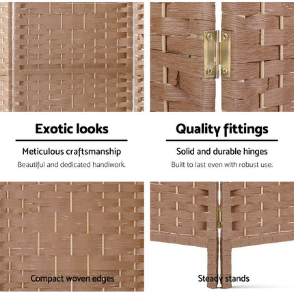 Artiss 6 Panel Room Divider Screen 245x170cm Woven Natural.