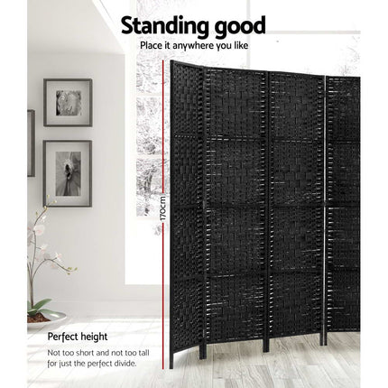Artiss 8 Panel Room Divider Screen 326x170cm Woven Black.