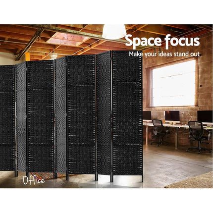 Artiss 8 Panel Room Divider Screen 326x170cm Woven Black.