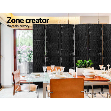 Artiss 8 Panel Room Divider Screen 326x170cm Woven Black.
