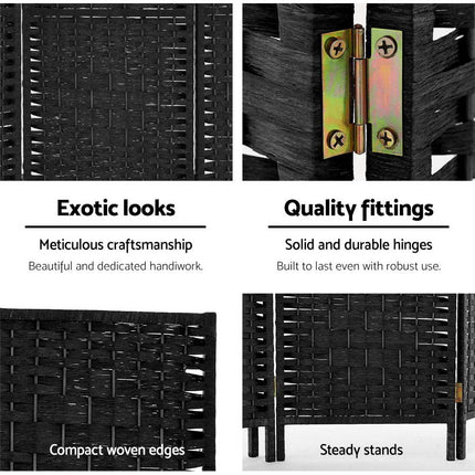 Artiss 8 Panel Room Divider Screen 326x170cm Woven Black.