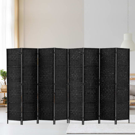 Artiss 8 Panel Room Divider Screen 326x170cm Woven Black.