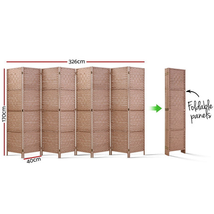 Artiss 8 Panel Room Divider Screen 326x170cm Woven Natural.