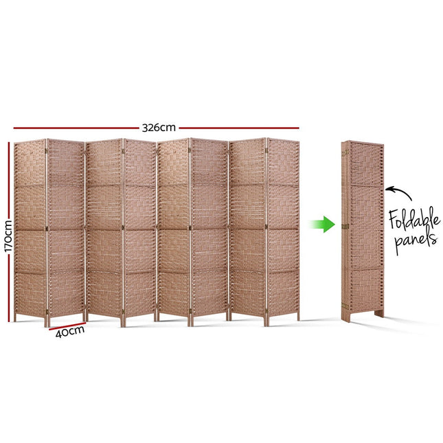 Artiss 8 Panel Room Divider Screen 326x170cm Woven Natural.