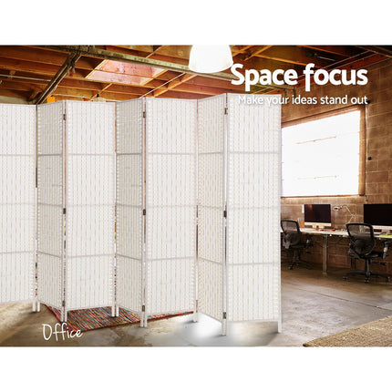 Artiss 8 Panel Room Divider Screen 326x170cm Woven White.