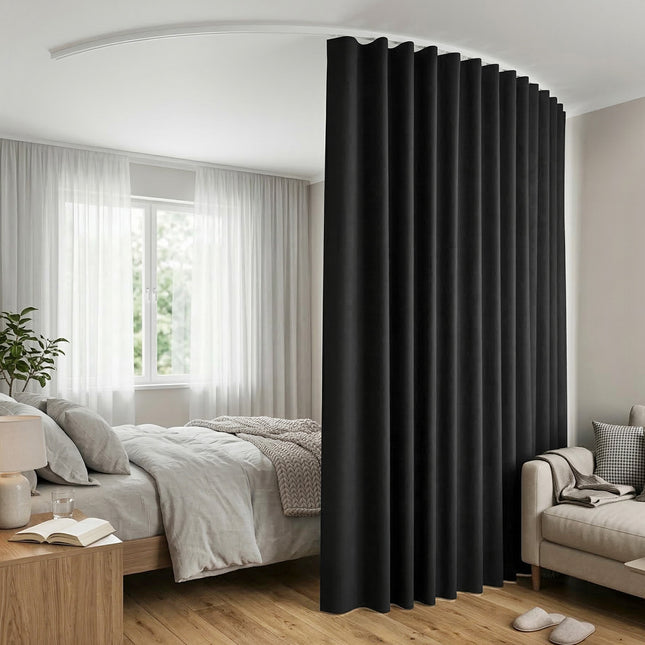 Artiss Room Divider Curtain Ceiling Mounted Track Sets Flexible Black.