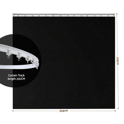 Artiss Room Divider Curtain Ceiling Mounted Track Sets Flexible Black.