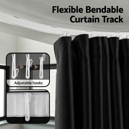 Artiss Room Divider Curtain Ceiling Mounted Track Sets Flexible Black.
