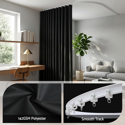 Artiss Room Divider Curtain Ceiling Mounted Track Sets Flexible Black.