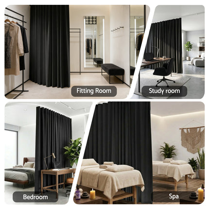 Artiss Room Divider Curtain Ceiling Mounted Track Sets Flexible Black.