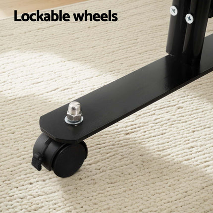 Artiss 4 Panel Room Divider Screen 217cm Wheel Fabric Black.