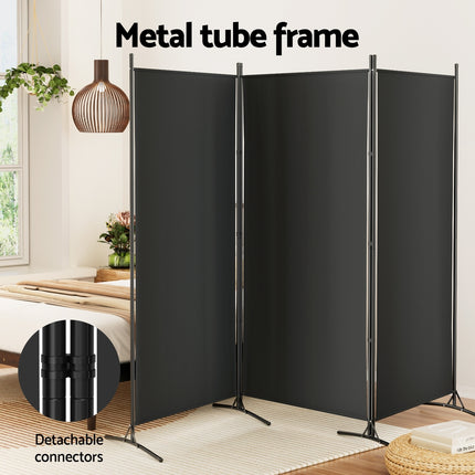Artiss 3 Panel Room Divider Screen 260x180cm Fabric Black.