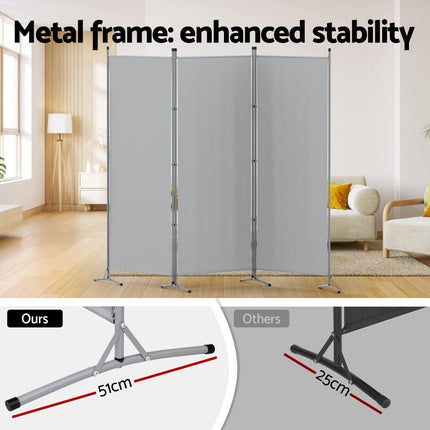Artiss 3 Panel Room Divider Screen 260x180cm Fabric Grey.