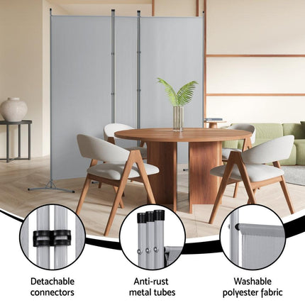 Artiss 3 Panel Room Divider Screen 260x180cm Fabric Grey.