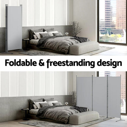 Artiss 3 Panel Room Divider Screen 260x180cm Fabric Grey.